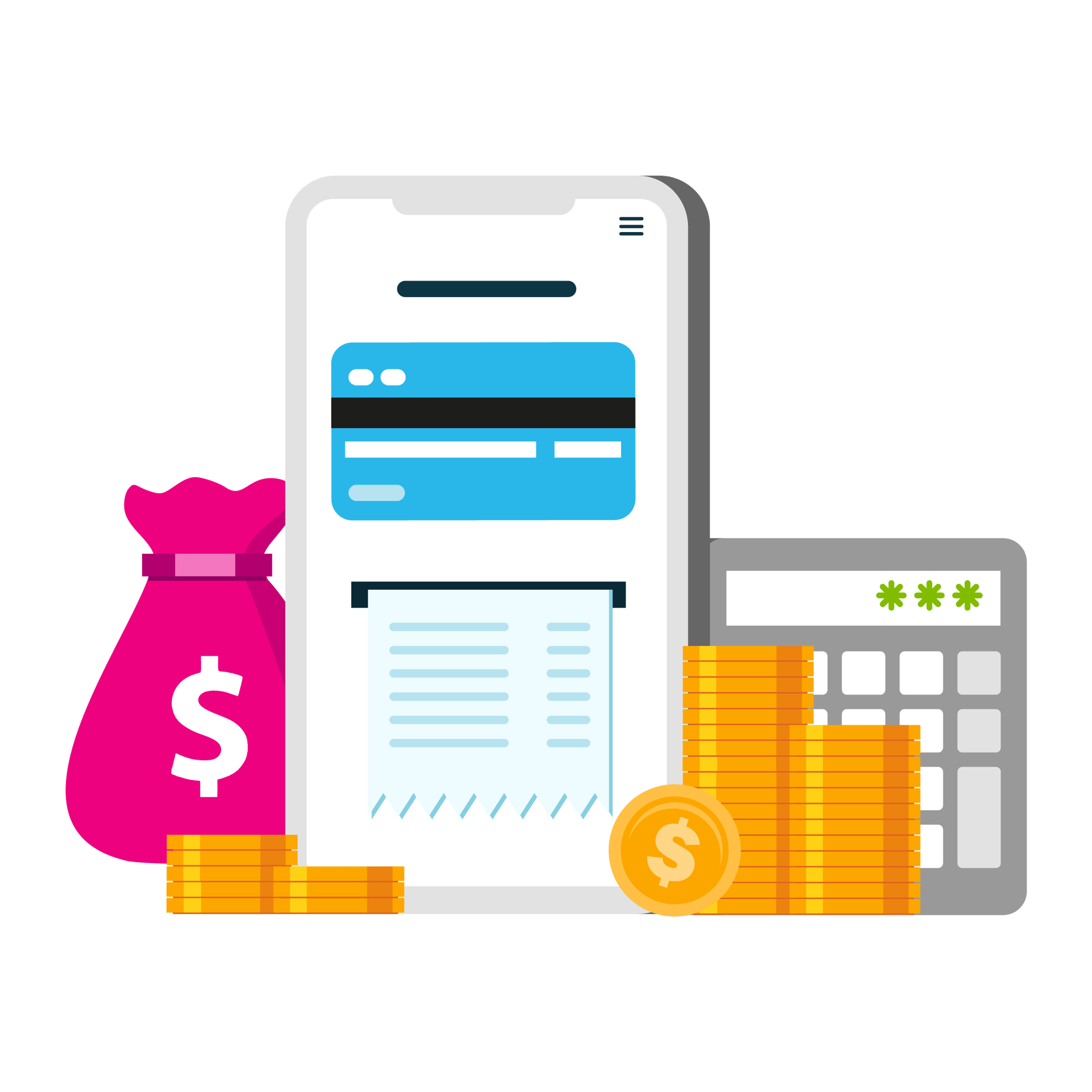 A diagram of invoices and money