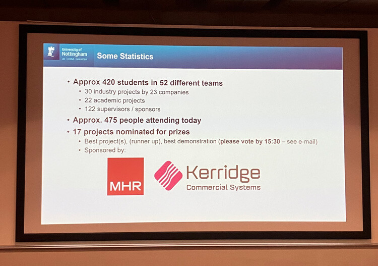 Presentation slide about student team sizes.