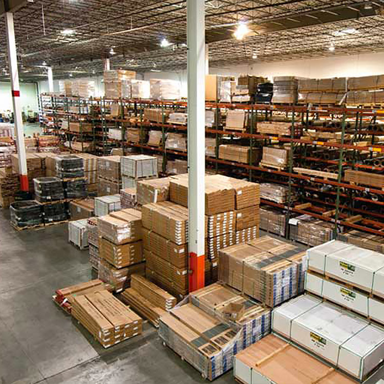 The inside of a warehouse.