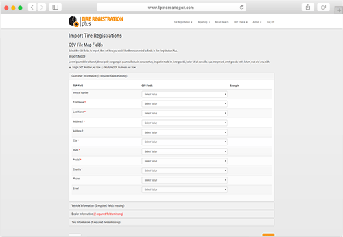 Screenshot of tiremetrix's record keeping