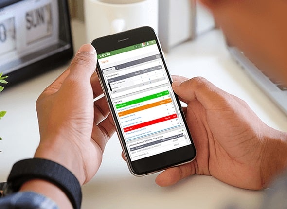 Person looking at Vecta Dashboard on their phone
