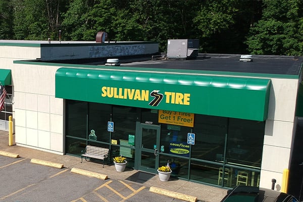 The front view of the Sullivan Tire store.