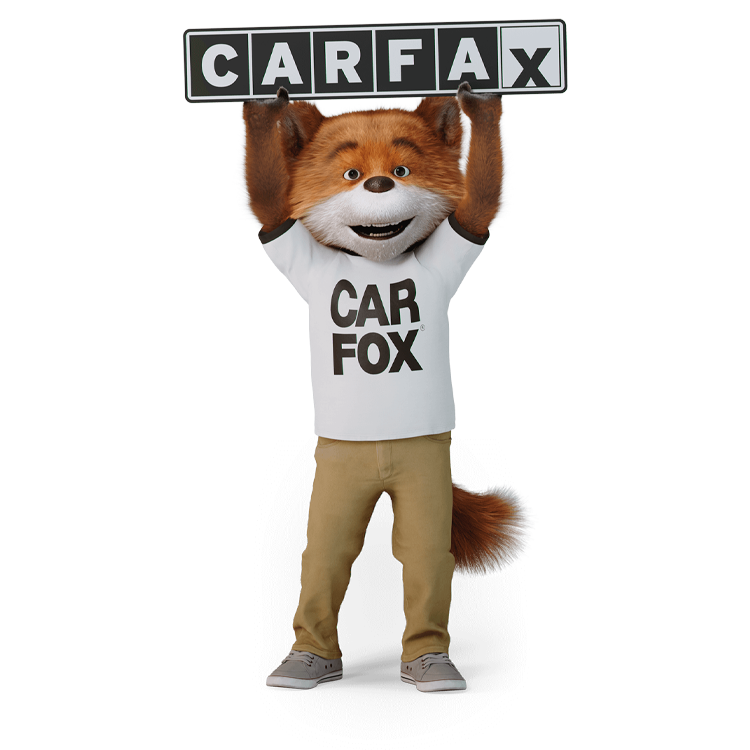Car Fox holding a carfax signage over it's head
