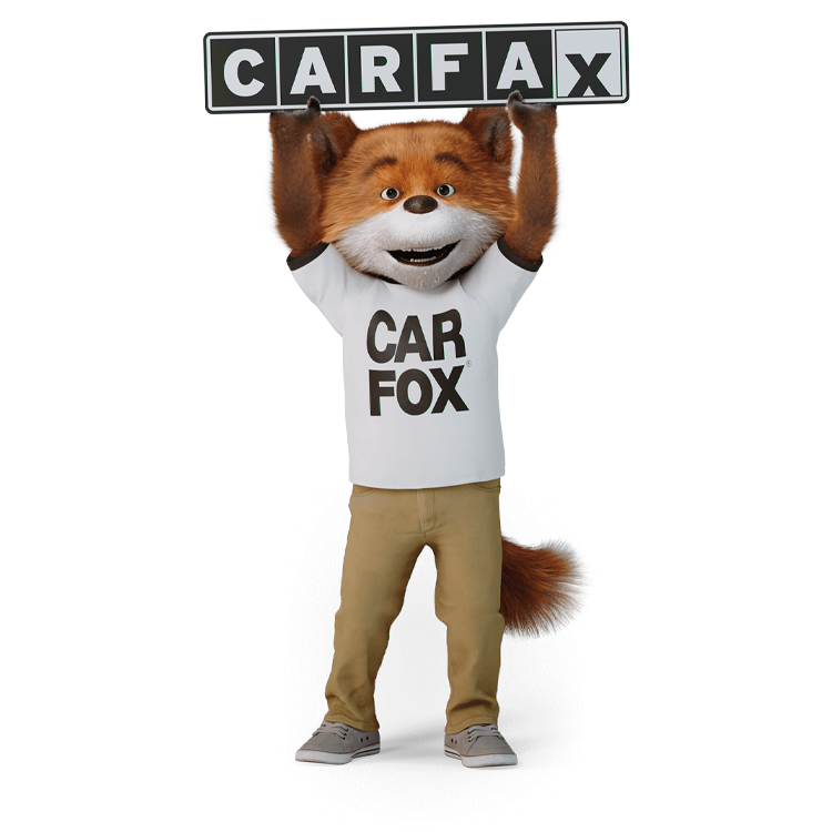 Car Fox holding a carfax signage over it's head