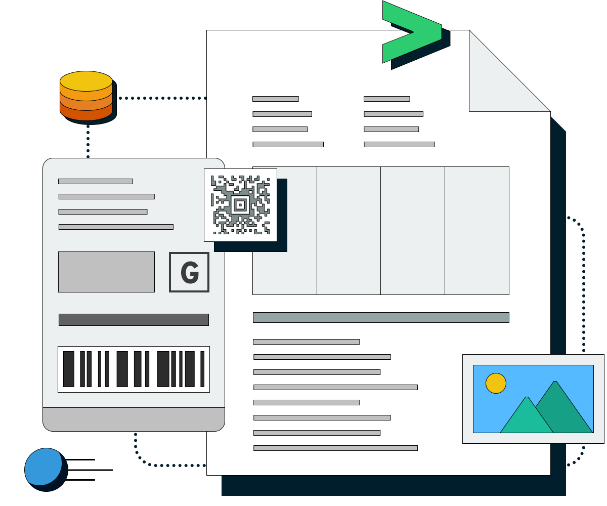 Illustration of markmagic's barcode, and printing engine